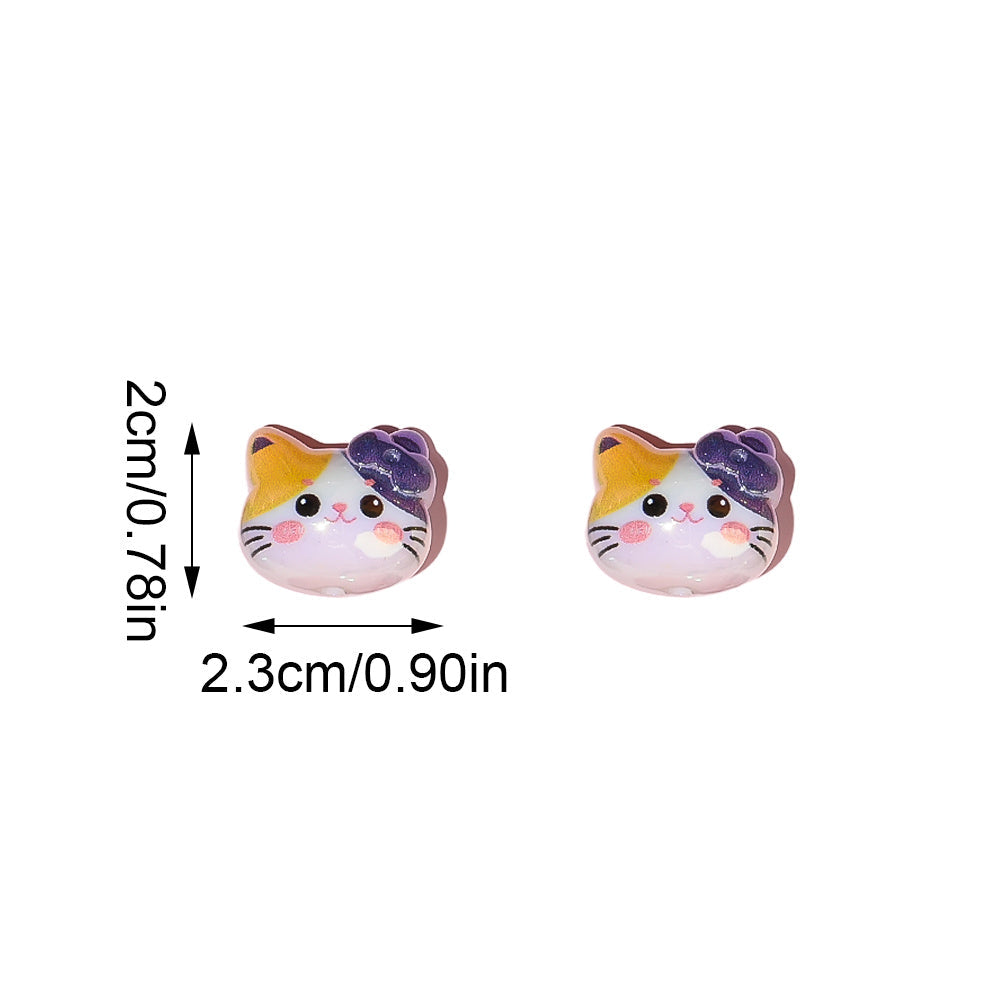 UV Color Cartoon Cat Acrylic Beads
