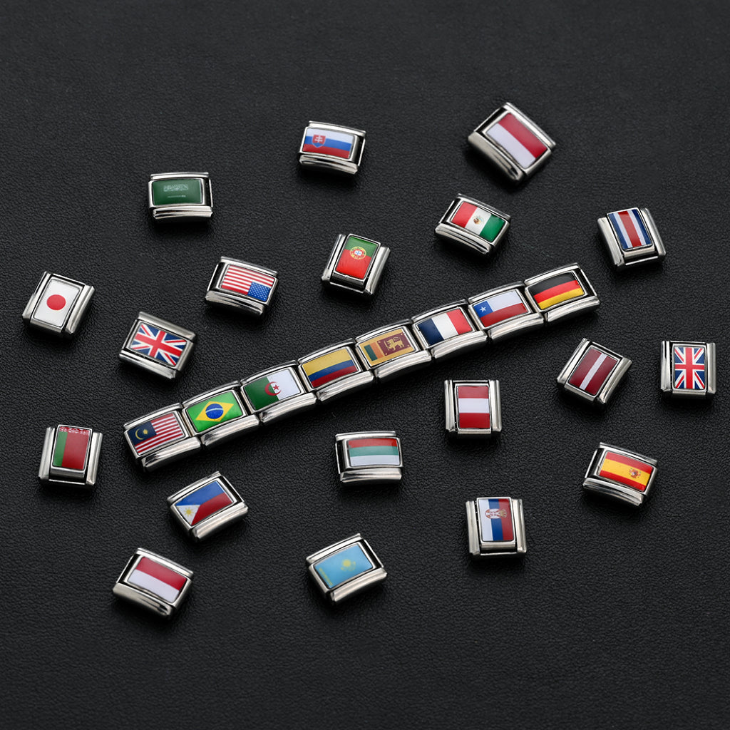 World Flag Alloy Bracelet Module