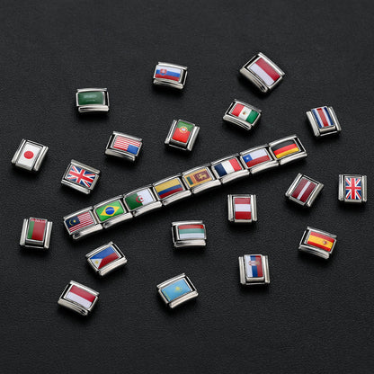 World Flag Alloy Bracelet Module