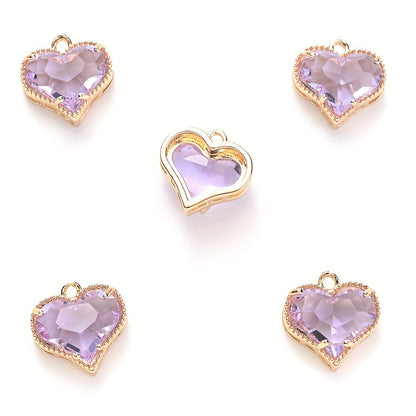 Faceted Heart Rhinestone Pendants