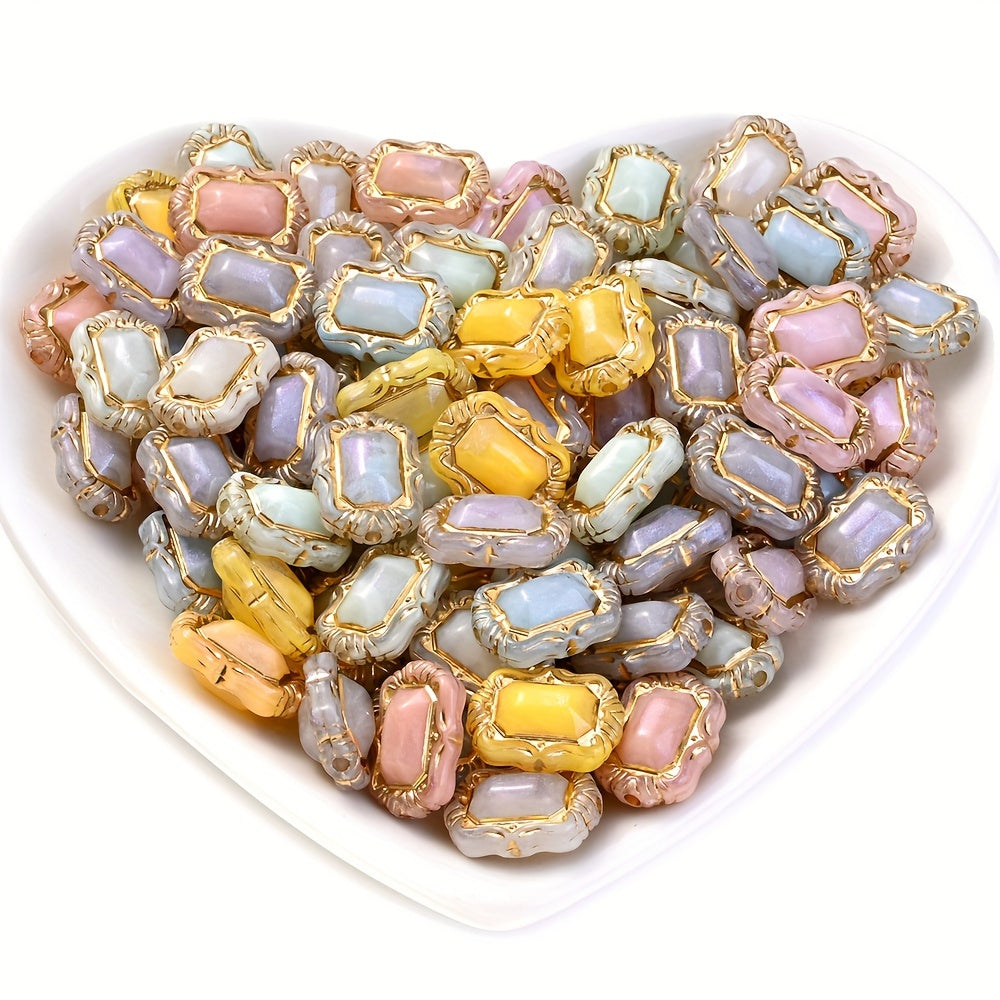 Fine Glitter Rectangle Acrylic Beads