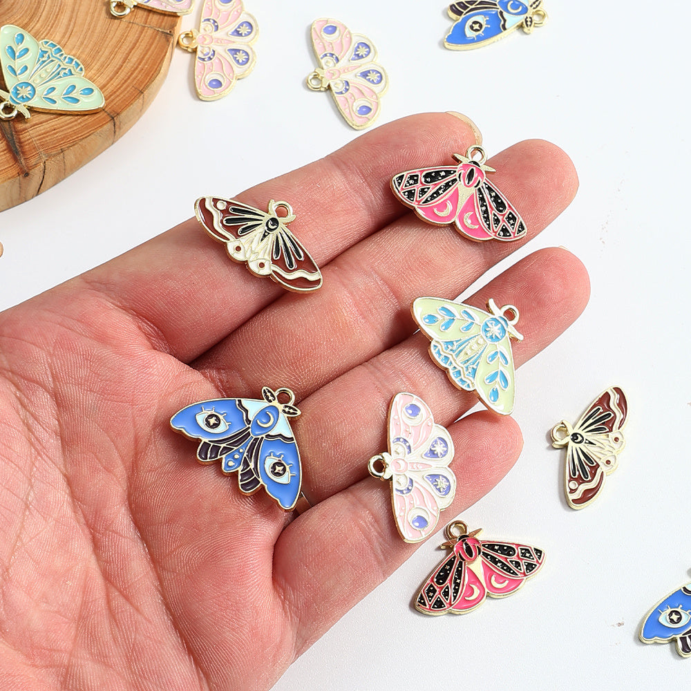 Colorful Alloy Moth and Butterfly Pendant Charms