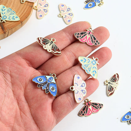 Colorful Alloy Moth and Butterfly Pendant Charms