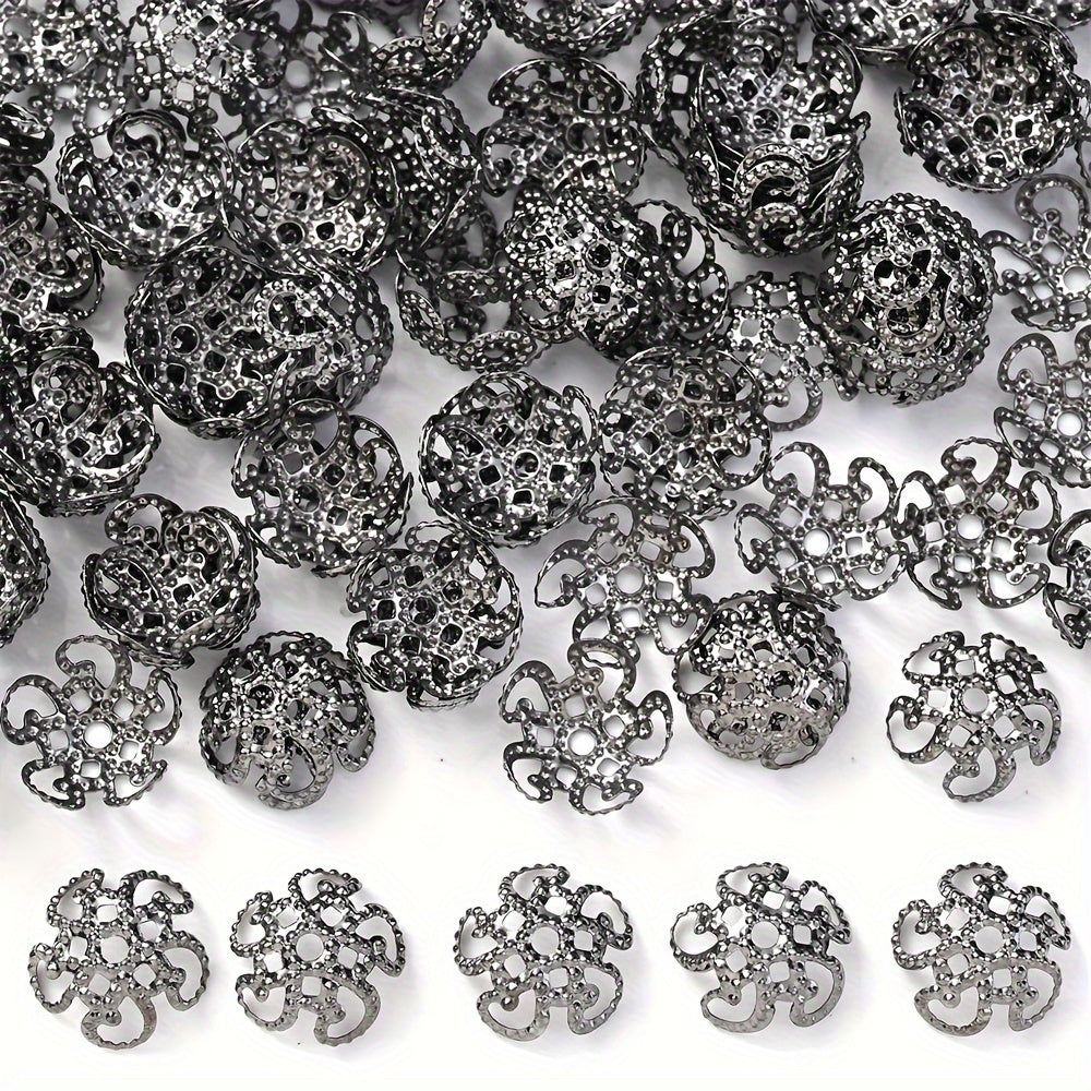 100PCS 9mm Flower Circle Metal-Plated Bead Cap Set