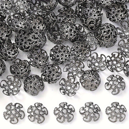 100PCS 9mm Flower Circle Metal-Plated Bead Cap Set
