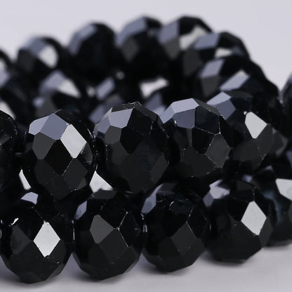 Black Faceted Crystal Glass Beads