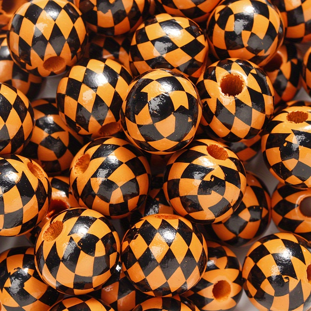 10PCS 16mm Multistyle Patterned Wooden Bead Set