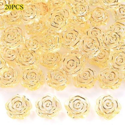 Transparent Camellia Flower Acrylic Beads