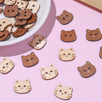 Kitten Wooden Buttons