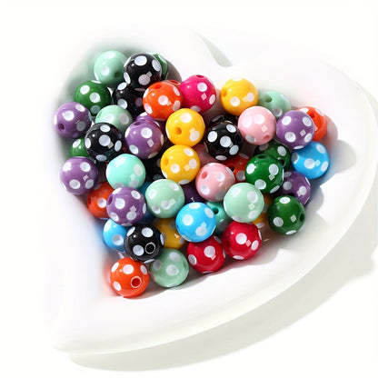 10PCS 16mm Multicolor Resin White Dot Bead Set