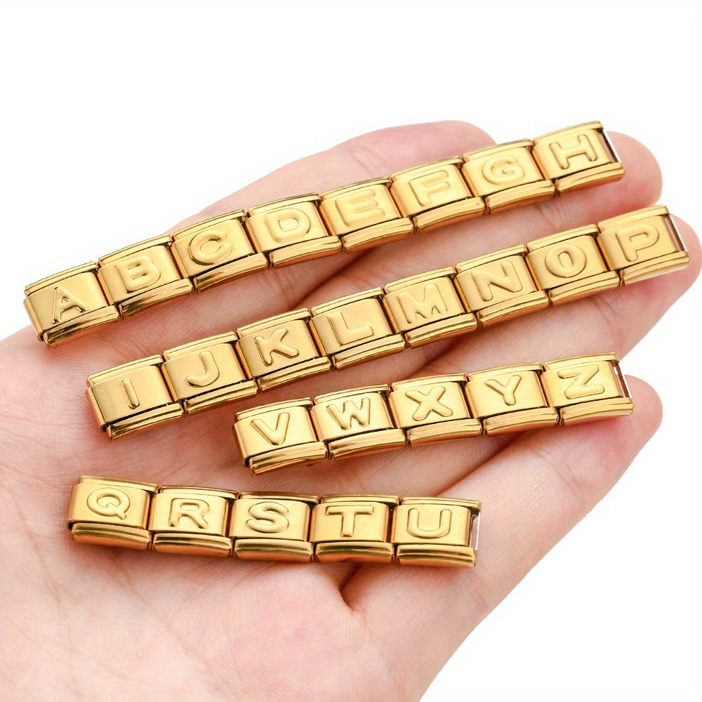 Golden Alphabet Alloy Bracelet Module