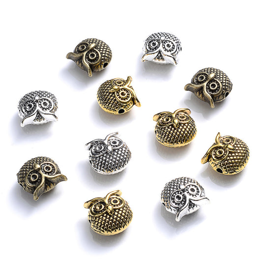 10pcs 11mm Vintage Owl Shaped Spacer Beads