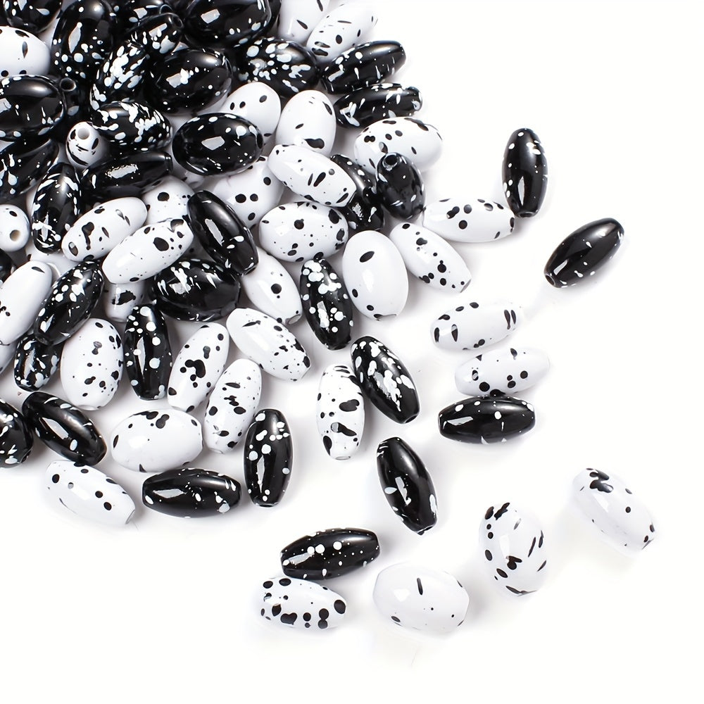 Artistic Splatter Design Acrylic Oval Beads