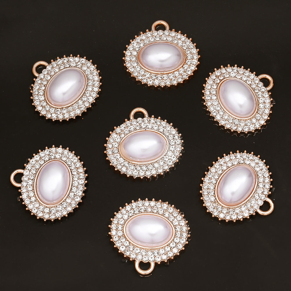 Rose Golden Pearl Rhinestone Pendants