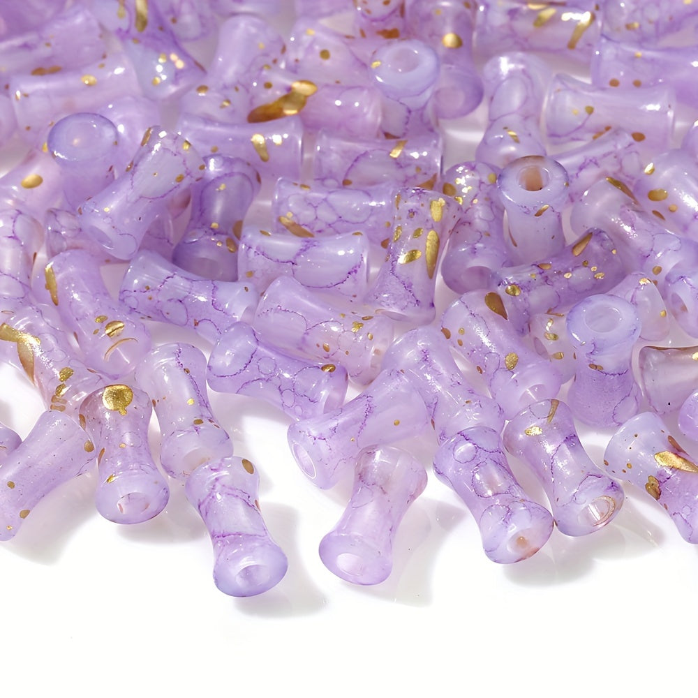 100PCS Gold-Sprinkled Bamboo Tube Acrylic Bead Set