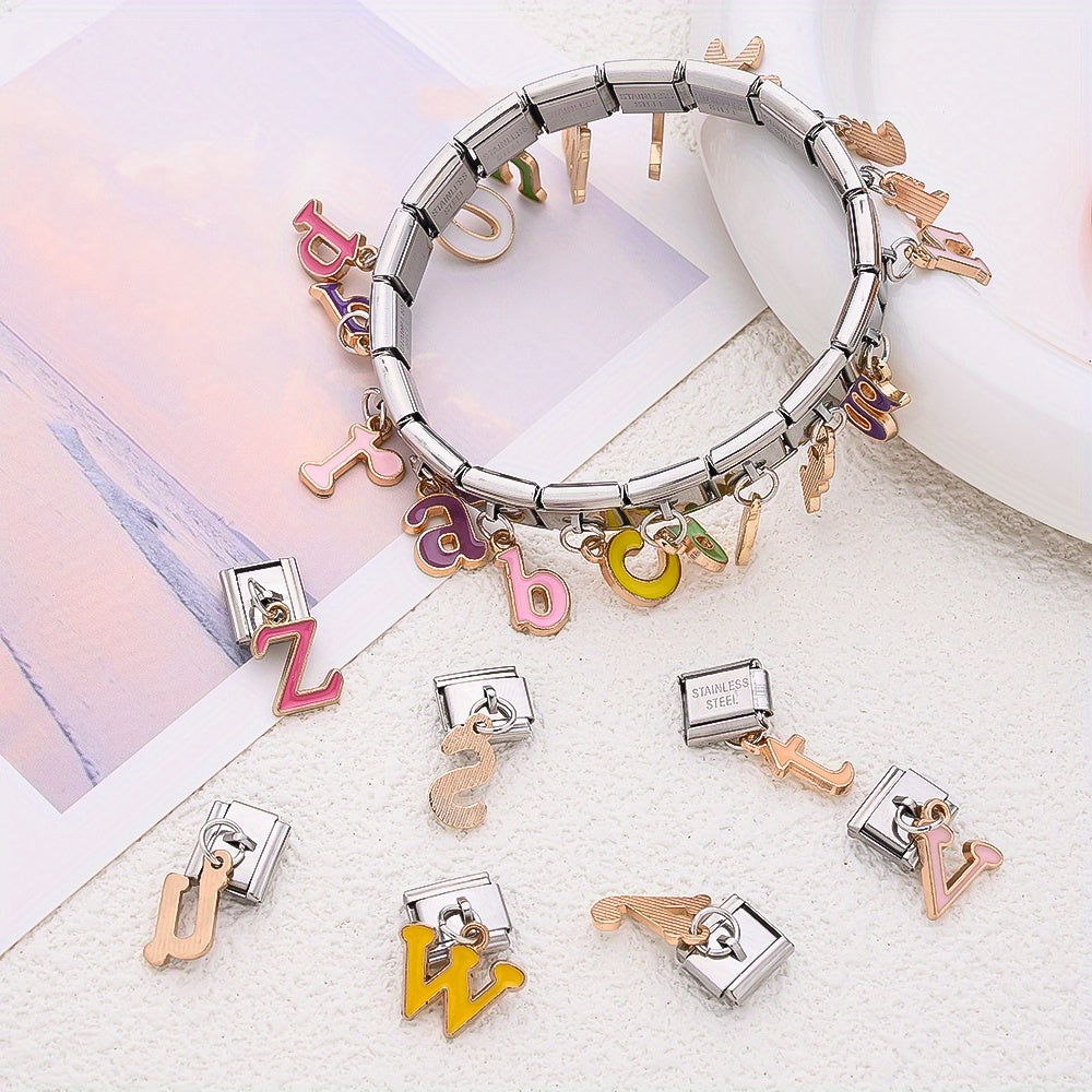 1PC A-Z English Letter Charm Link Set for 9mm Bracelets