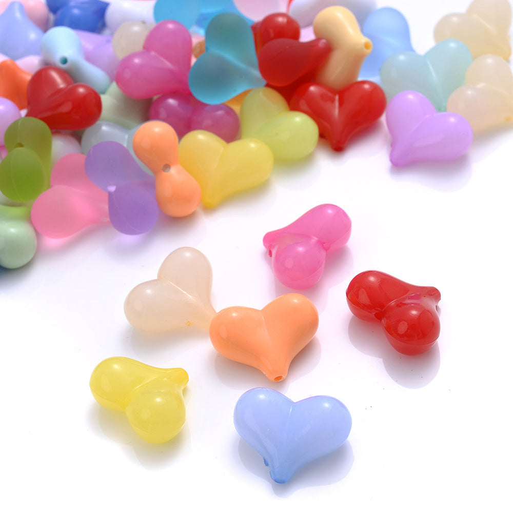 20PCS 17×21mm Multicolor Acrylic Heart Spacer Beads