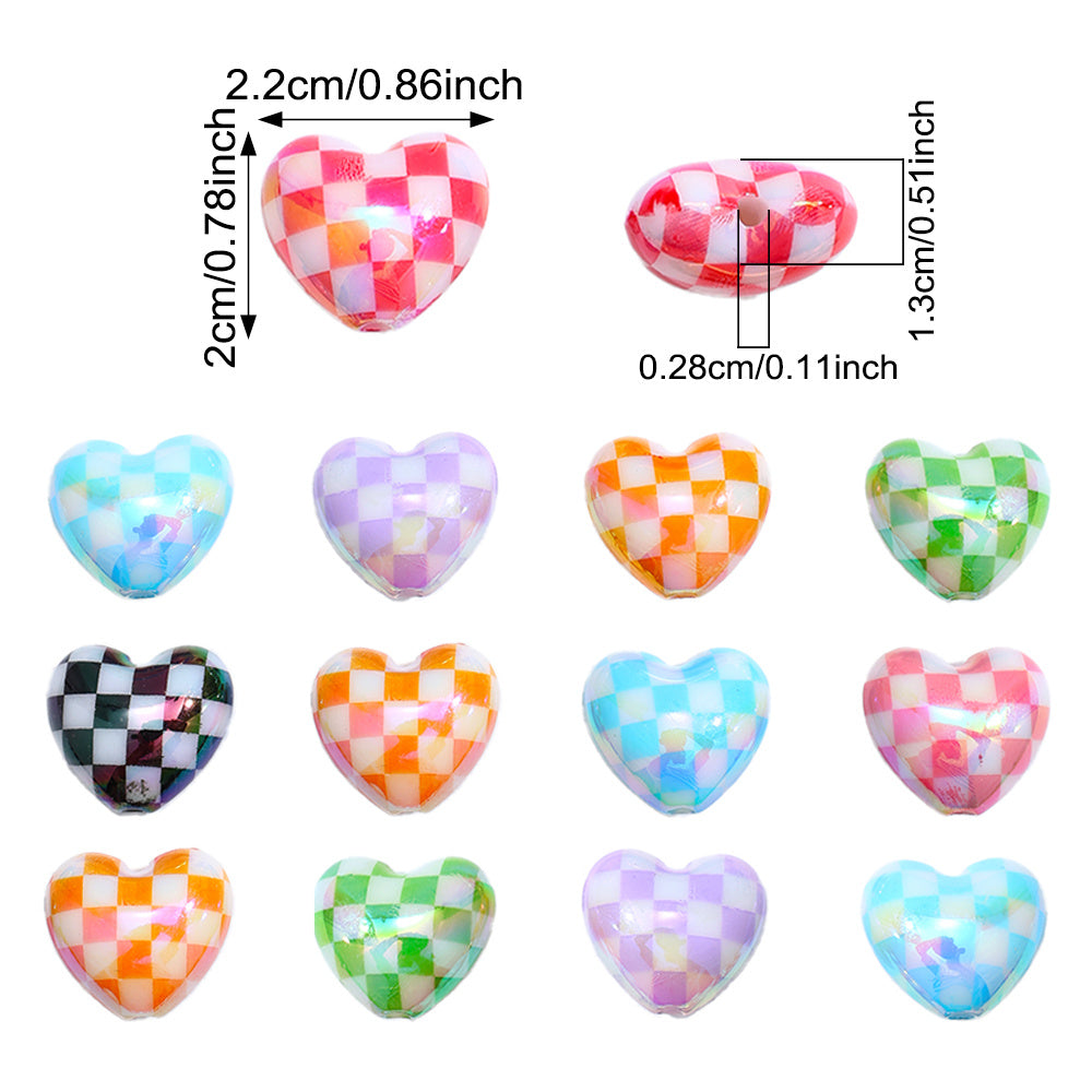 Checked Love AB Acrylic Beads