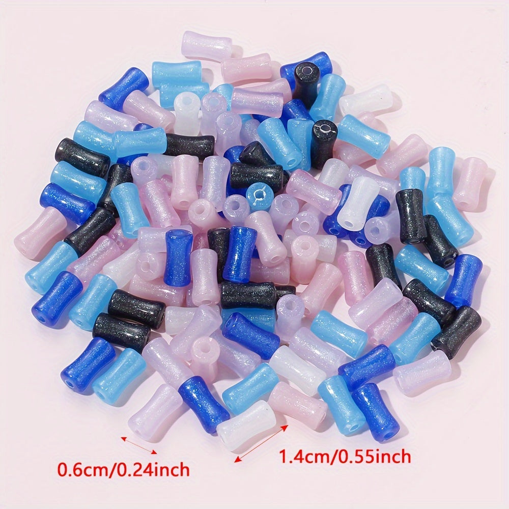 Glitter Bamboo Tube Acrylic Beads