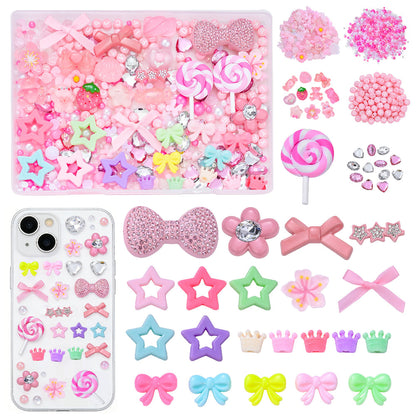 Macaron Resin Love Bow Star Flatback Embellishment Set