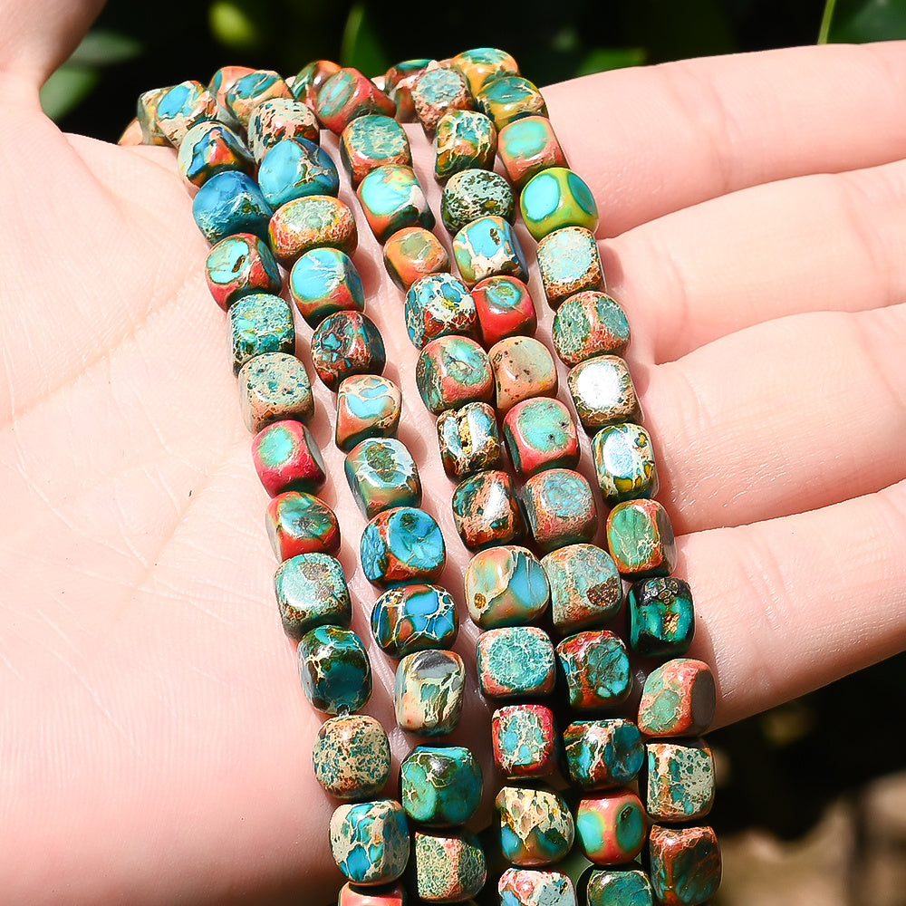 Orange Blue Stone Spacer Beads