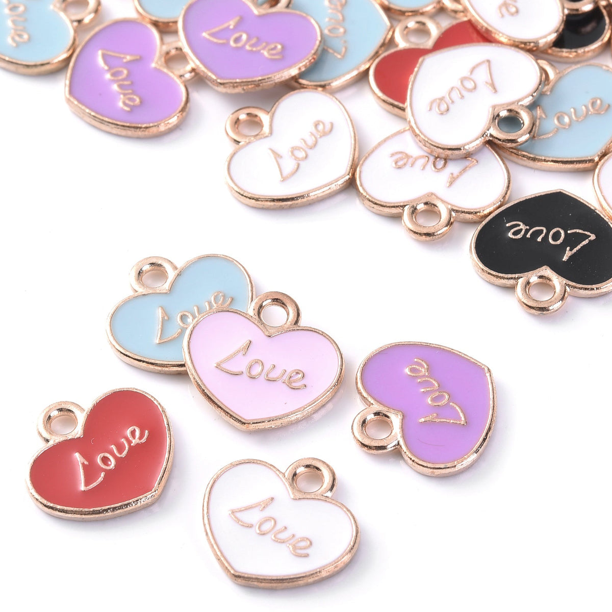 Love Letter Heart Enamel Charms