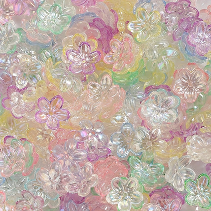 Clear Five-Petal Flower Acrylic Beads