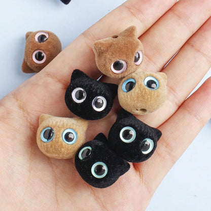 Big Eye Cat Flocking Acrylic Beads