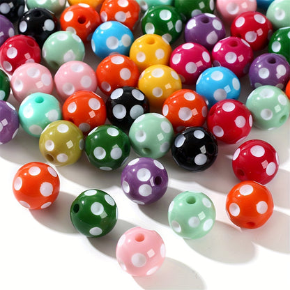 10PCS 16mm Multicolor Resin White Dot Bead Set