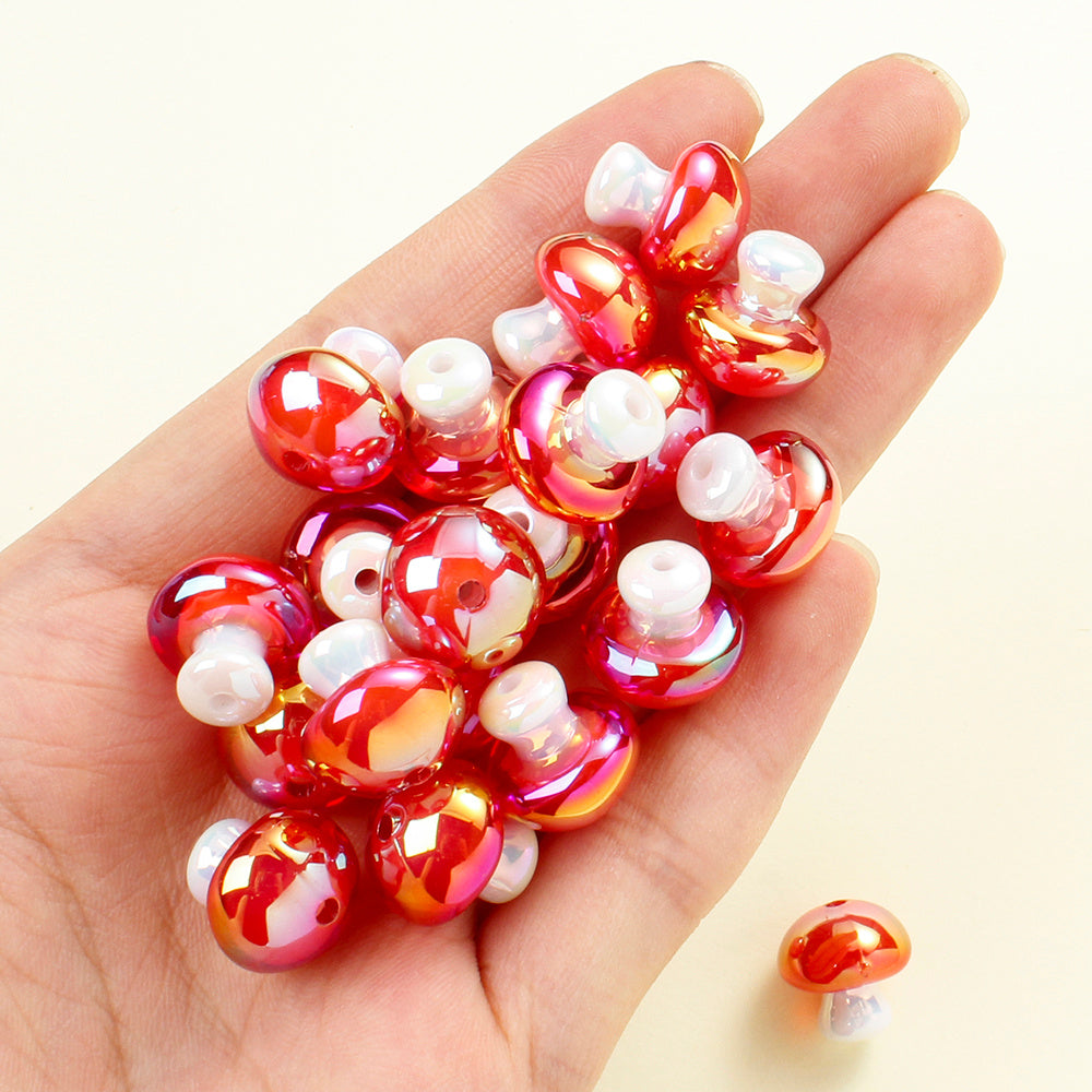 Red Mushroom Acrylic Beads