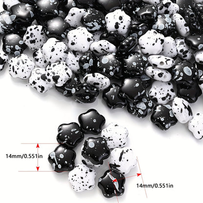 Black and White Plum Blossom Acrylic Spacer Beads