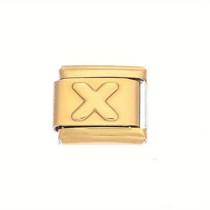 Golden Alphabet Alloy Bracelet Module