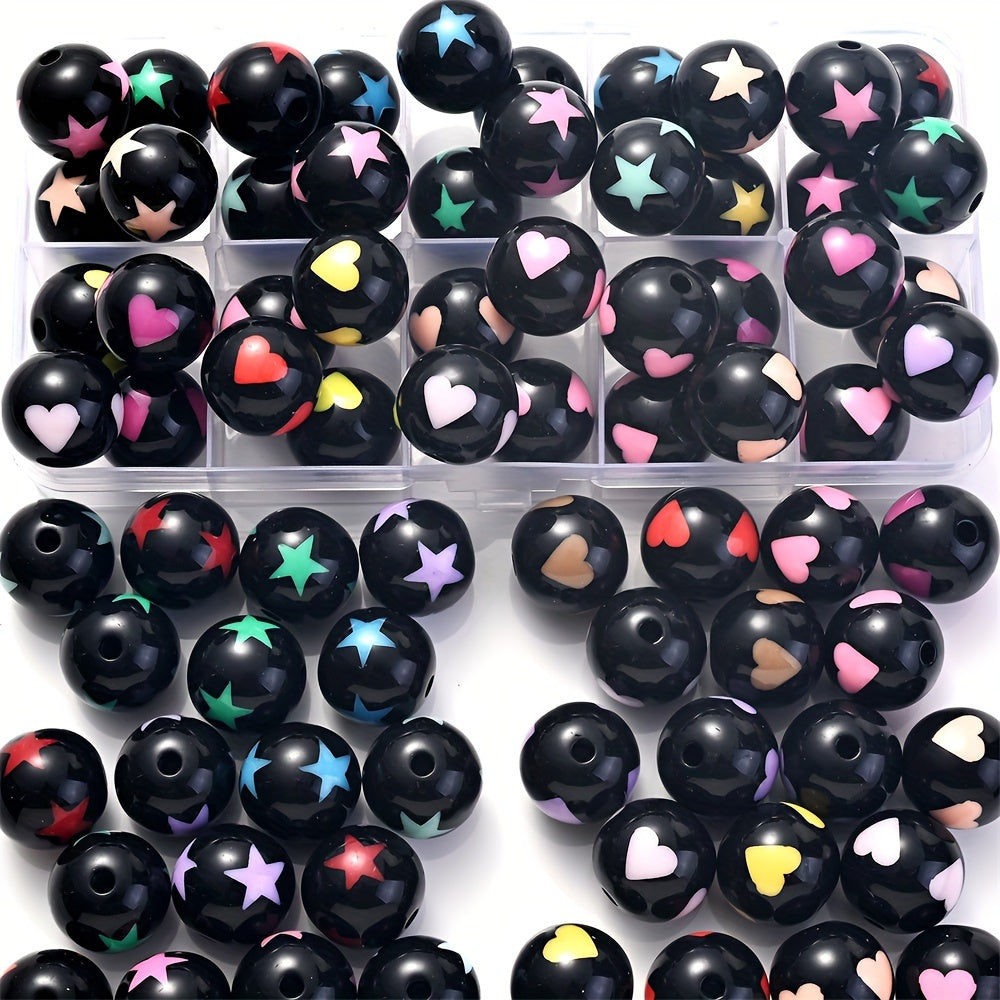 Black Heart Star Acrylic Spacer Beads