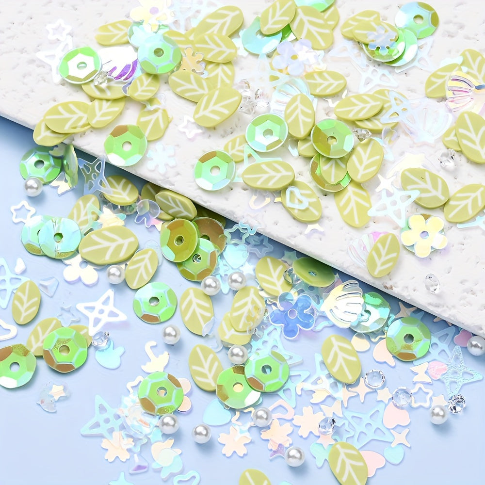 10g Green Pearlescent Bead & Sequin Mix