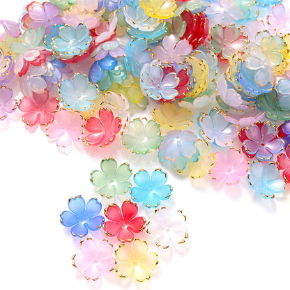 200PCS 19mm Colorful Five-Petal Flower Acrylic Beads