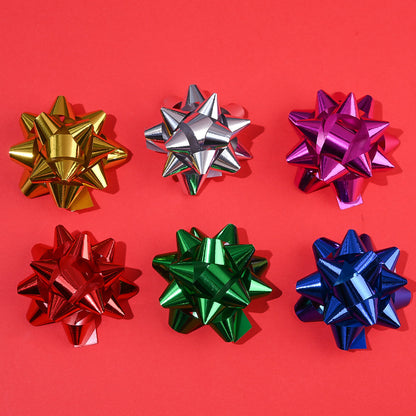 6PCS 5cm PET Christmas Star Ribbon Flower Decorations