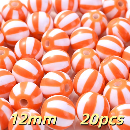 20pcs 12/16mm Acrylic Striped Halloween Beads