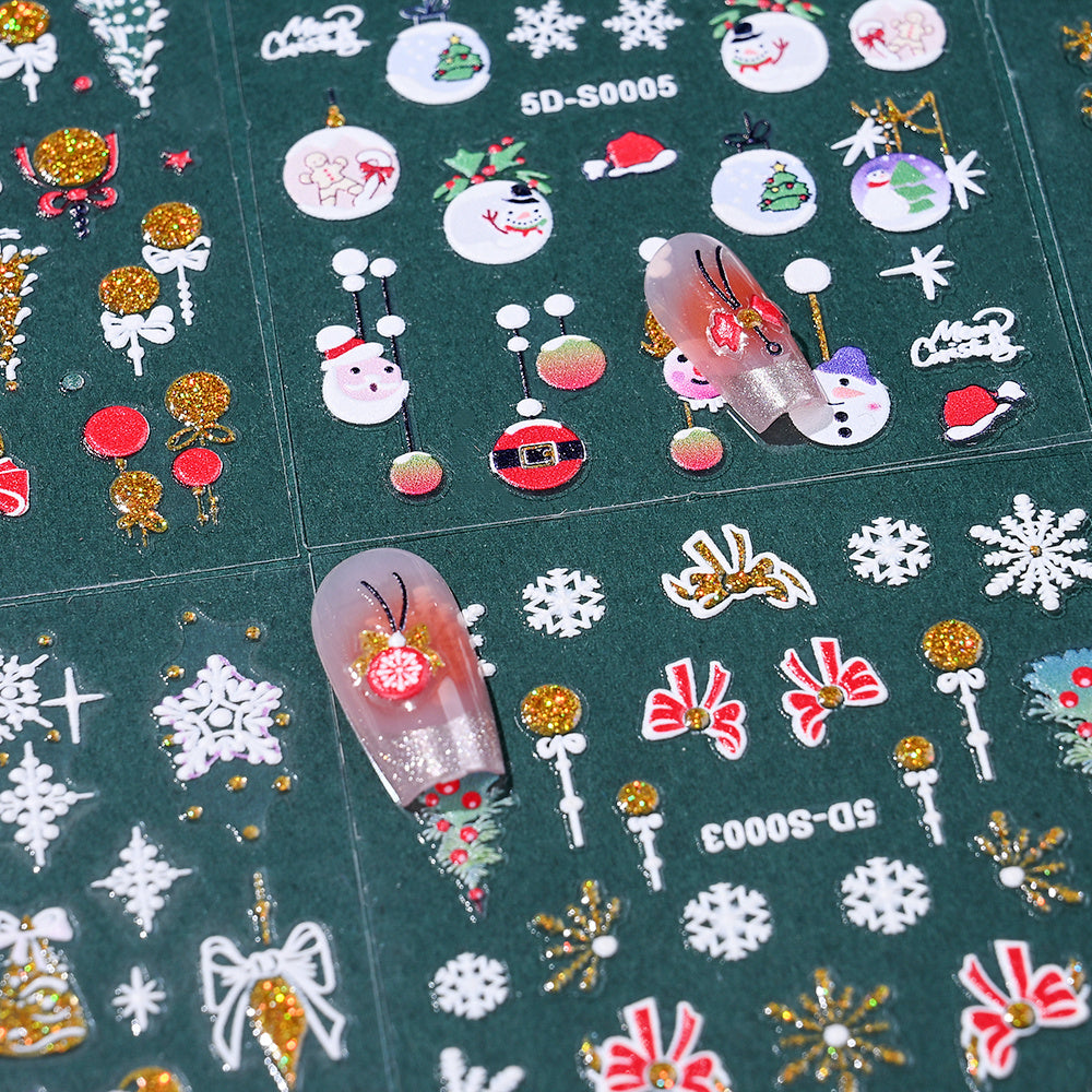 Christmas 5D Embossed Nail Art Stickers
