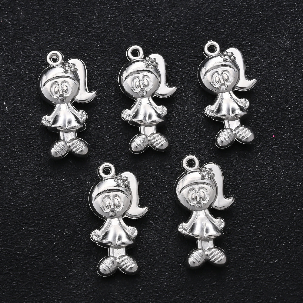20PCS Gold & Silver CCB 3D Cartoon Boy & Girl Pendants