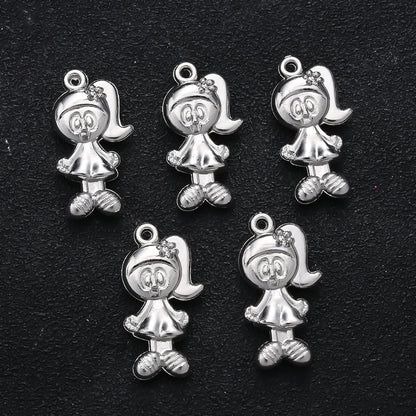 20PCS Gold & Silver CCB 3D Cartoon Boy & Girl Pendants