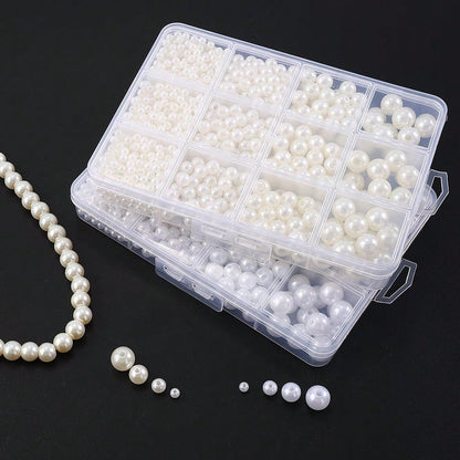 1100PCS Multi-Size Faux Pearl Bead Set