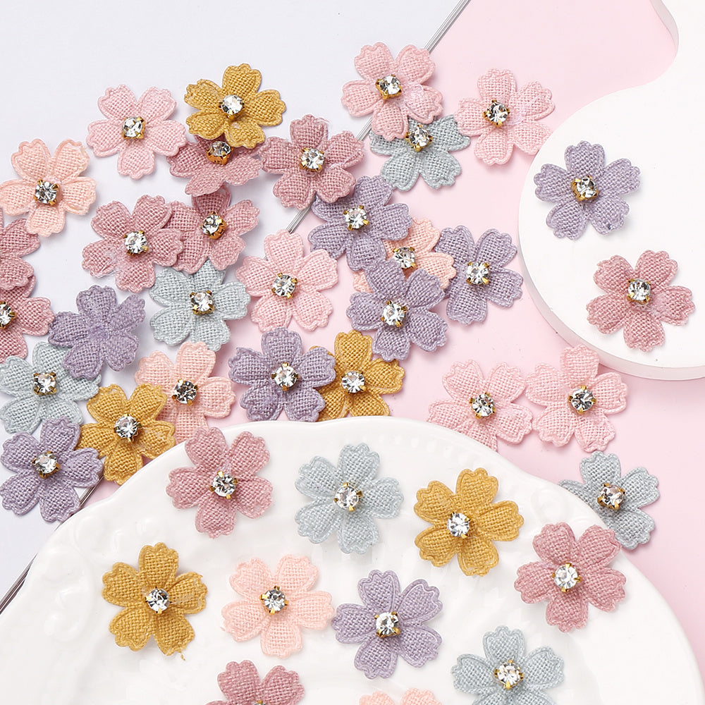 2.1x2.1 cm Rhinestone Flower Sewing Patches