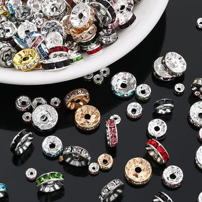 Mixed Color Rhinestone Alloy Spacer Beads