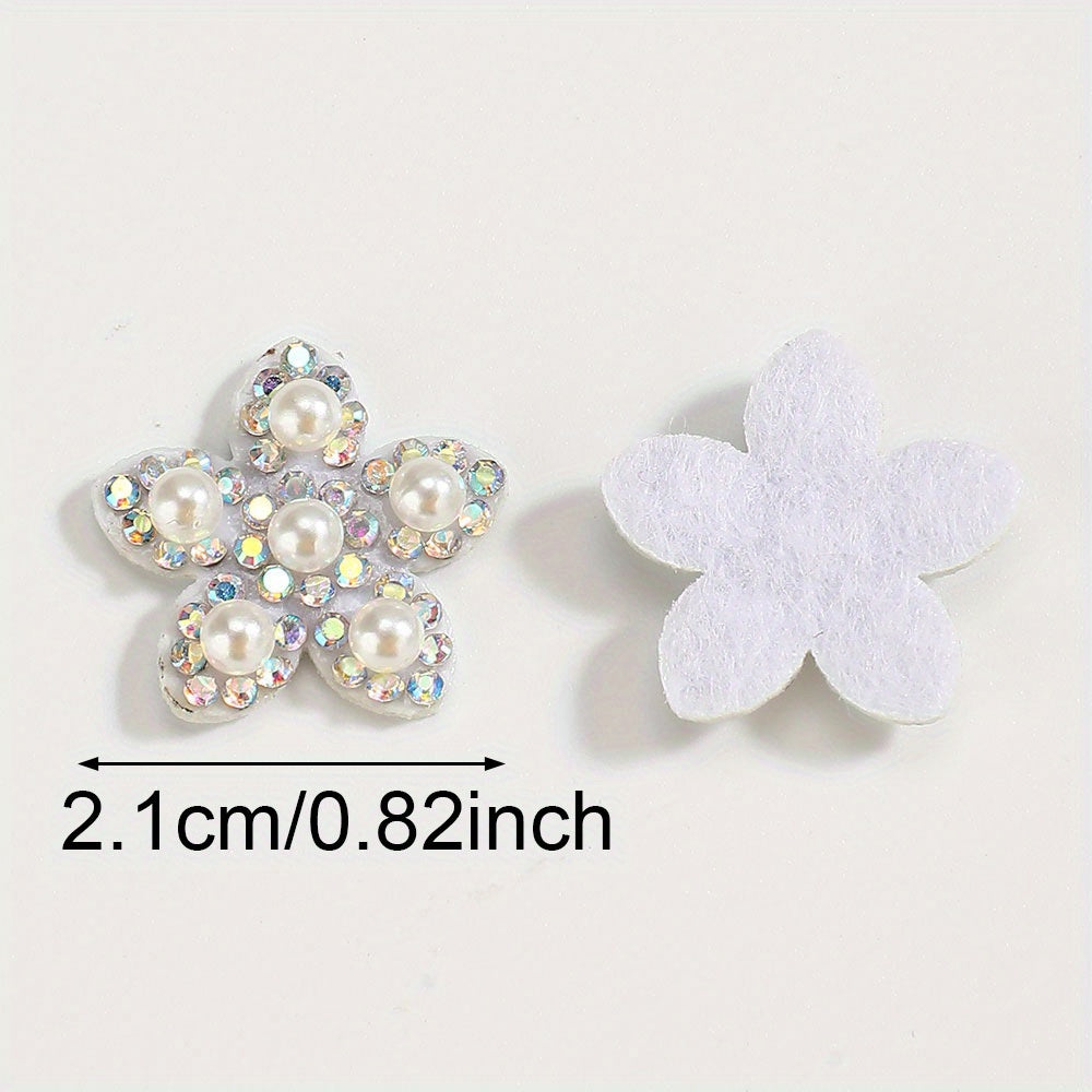 Pearl Rhinestone Flower Patches