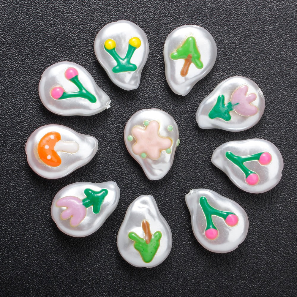 10PCS Water Drop Double-Sided Imitation Pearl Bead Set