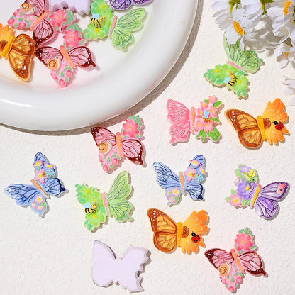10PCS 22×26mm Colorful Butterfly Resin Flatback Embellishment Set