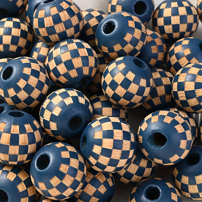 Checkerboard Wooden Spacer Beads