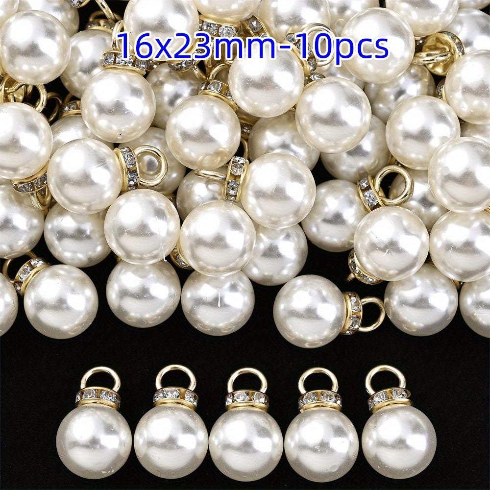 Acrylic Imitation Pearl Pendant Beads with Rhinestone Rondelle