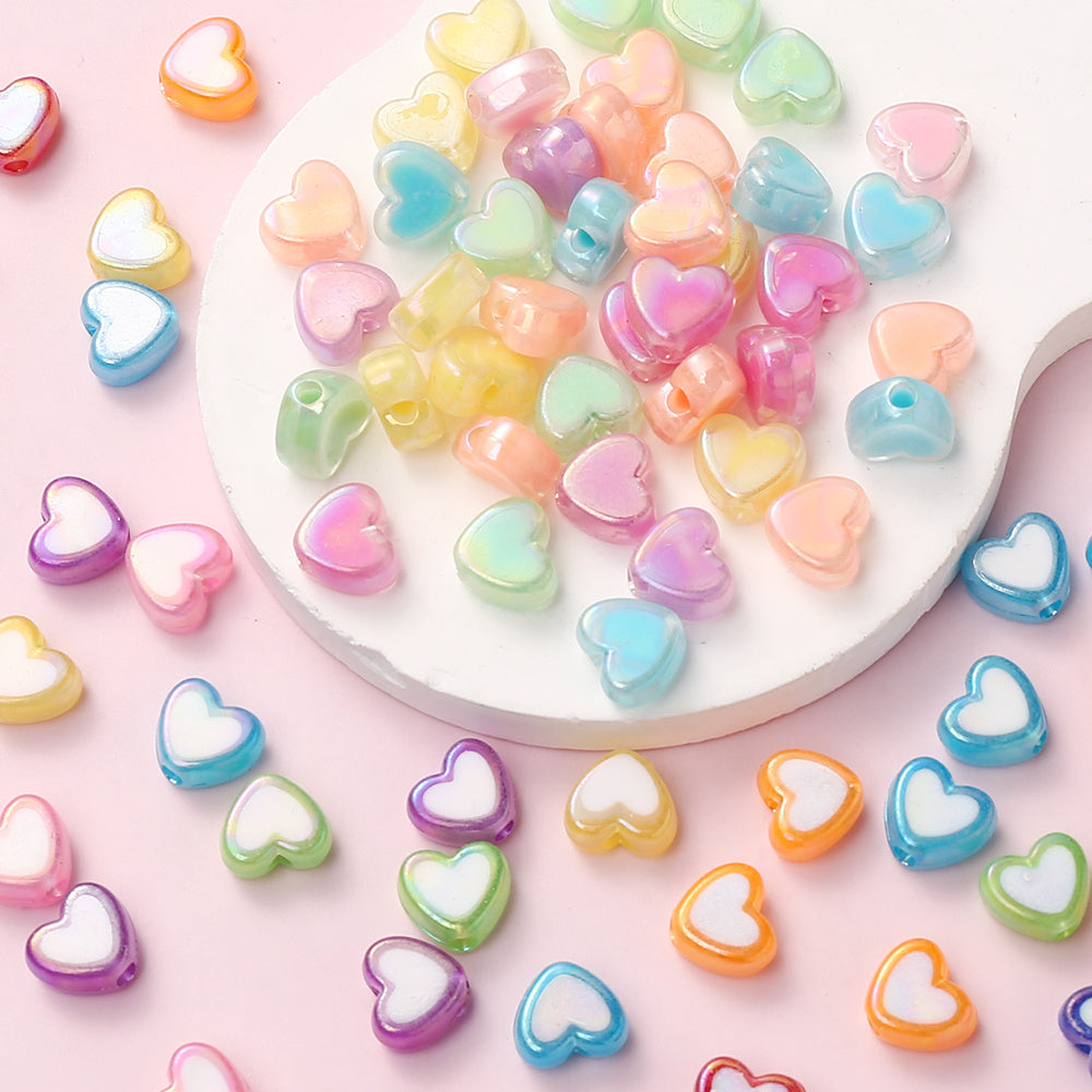 AB Mixed Color Heart Acrylic Beads