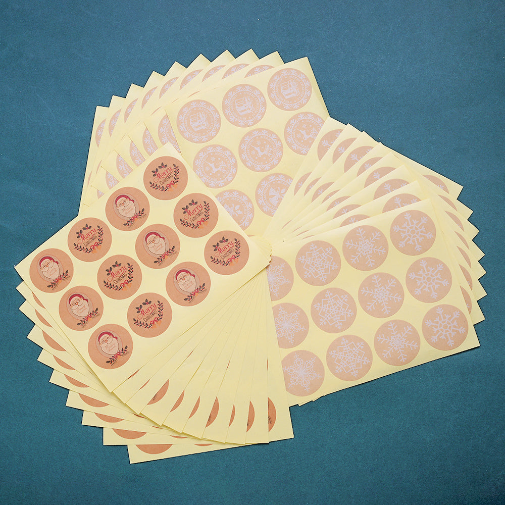 Santa Snowflake Round Stickers